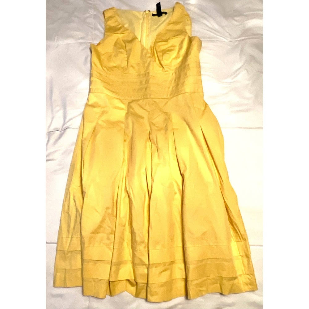 Lauren Ralph Lauren Yellow Surplice V-Neck Preppy Pleated Fit and Flare Dress-6